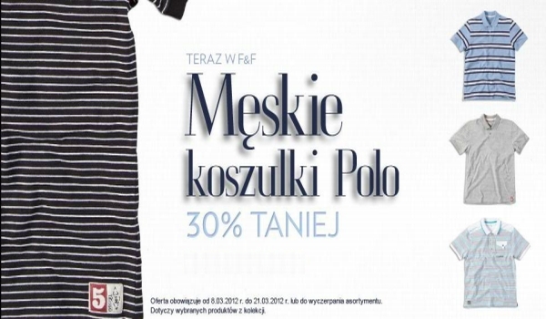 30% rabatu na męskie koszulki Polo F&F
