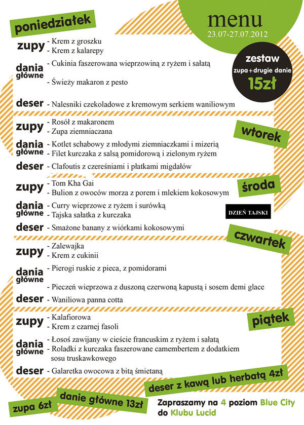 Menu tygodniowe Lucid Lunch