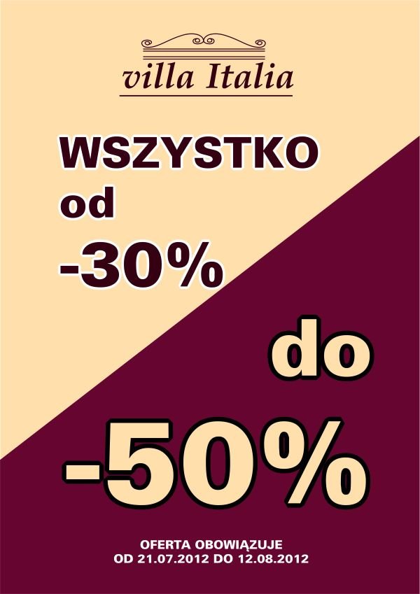 Do 50% taniej w Villa Italia